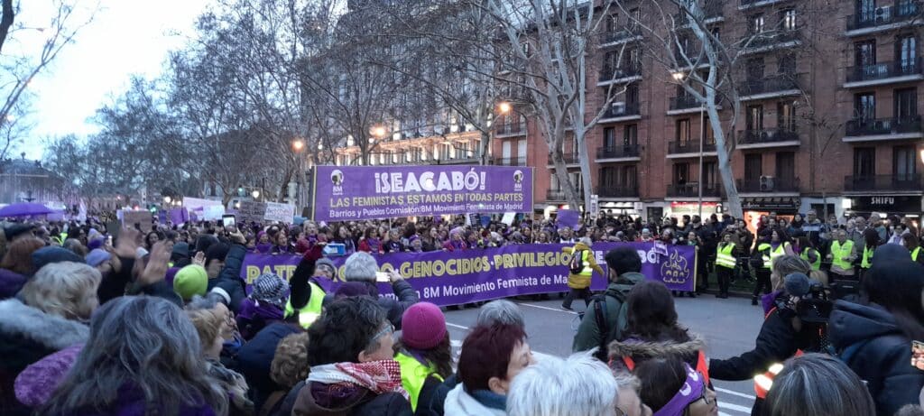 comision 8-m movimiento feminista de Madrid dia internacional de la mujer abolición de la prostitución seacabó patriarcado manifestaciones